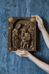 Holy Familly Wooden Carved Plaque with Lilies - Kozak Work Shop