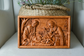 Holy Familly Wooden Carved Plaque with Plain Frame - Kozak Work Shop