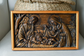 Holy Familly Wooden Carved Plaque with Plain Frame - Kozak Work Shop