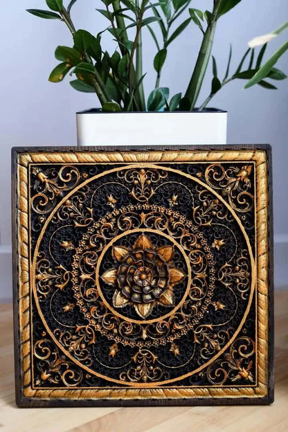 Mandala Squared Wooden Wall Sculpture - Kozak Work Shop