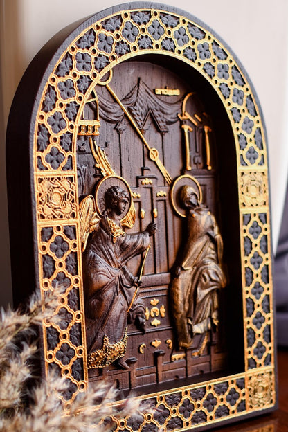 Annunciation Wooden 3D Carved religious picture