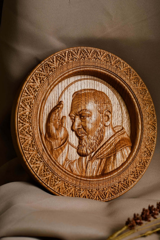 Padre Pio Wooden Sculpure - Kozak Work Shop
