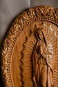 Our Lady of Guadalupe Wooden Sculpture Oval