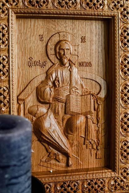 Our Lord Jesus Wooden carved bas relief - Kozak Work Shop