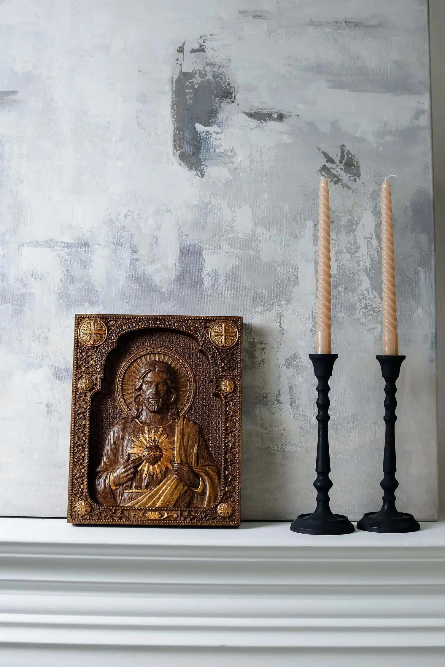 Sacred Heart of Jesus Wooden icon Modern - Kozak Work Shop