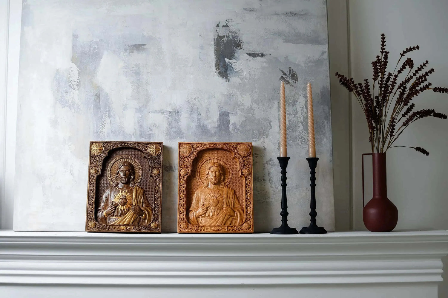 Sacred Heart of Jesus Wooden icon Modern - Kozak Work Shop