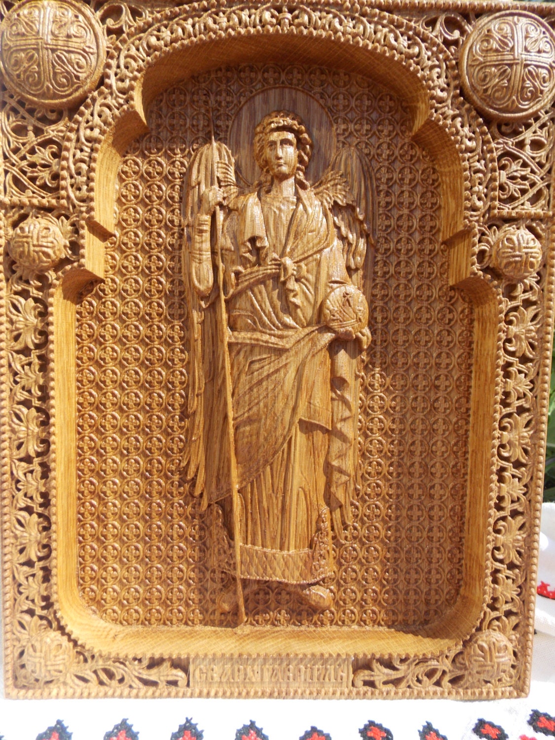 Archangel Gabriel Wooden 3D carved icon 166