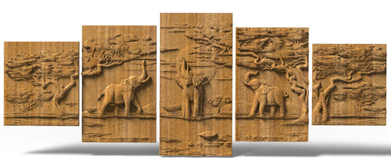 Elephants family a Wooden Set of 5 pieces 52