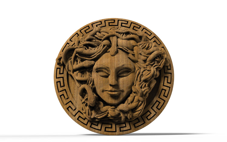 Wooden Plaque Sicilian Medusa Head 211