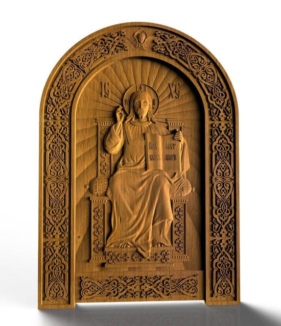 Our Lord Jesus on the Throne Wooden Plaque 90