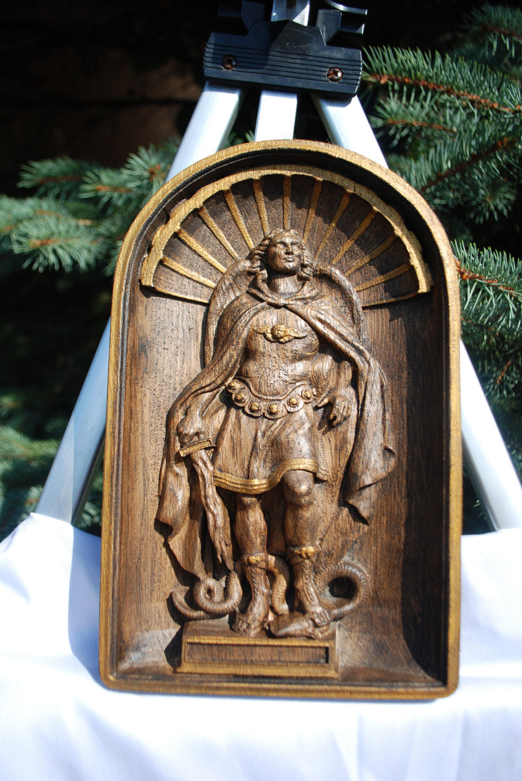 Archangel Michael Wooden 3D carved icon 199