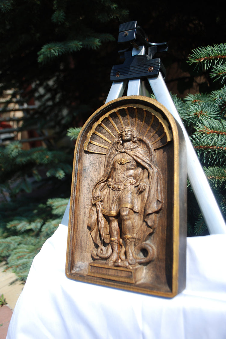 Archangel Michael Wooden 3D carved icon 199