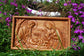 Holy Familly Wooden Carved Plaque with Plain Frame 84