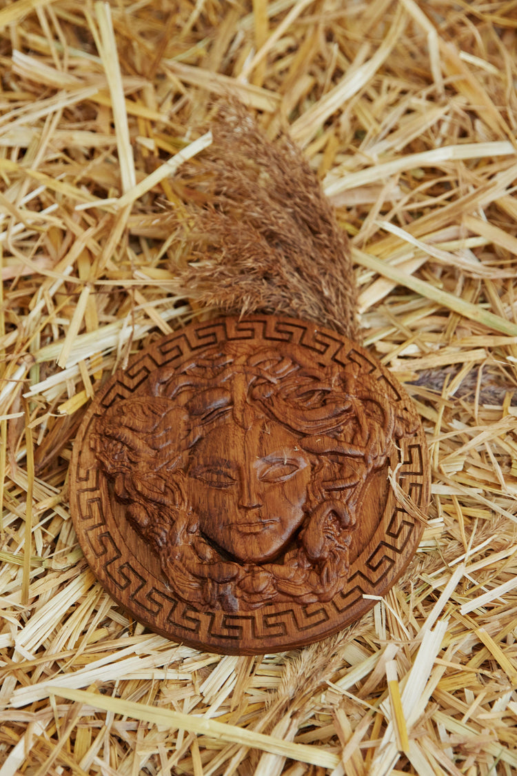 Wooden Plaque Sicilian Medusa Head 211