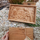 Holy Familly Wooden Carved Plaque with Plain Frame 84