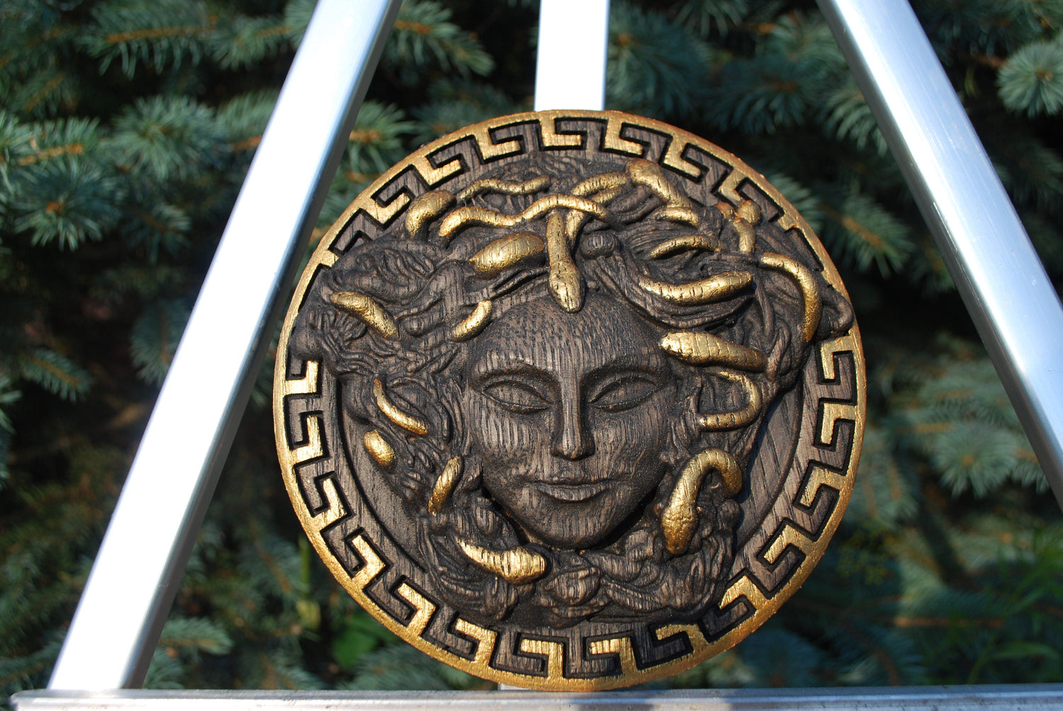 Wooden Plaque Sicilian Medusa Head 211