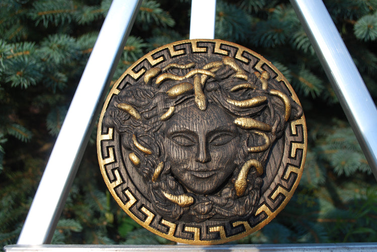 Wooden Plaque Sicilian Medusa Head 211