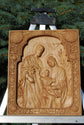 Holy Familly Wooden Carved Plaque with Lilies 95