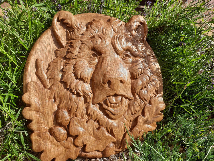 Bear Head Wooden Carved Plaque 181