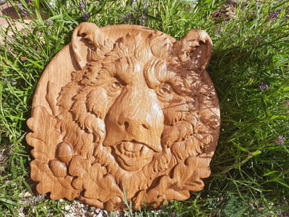 Bear Head Wooden Carved Plaque 181