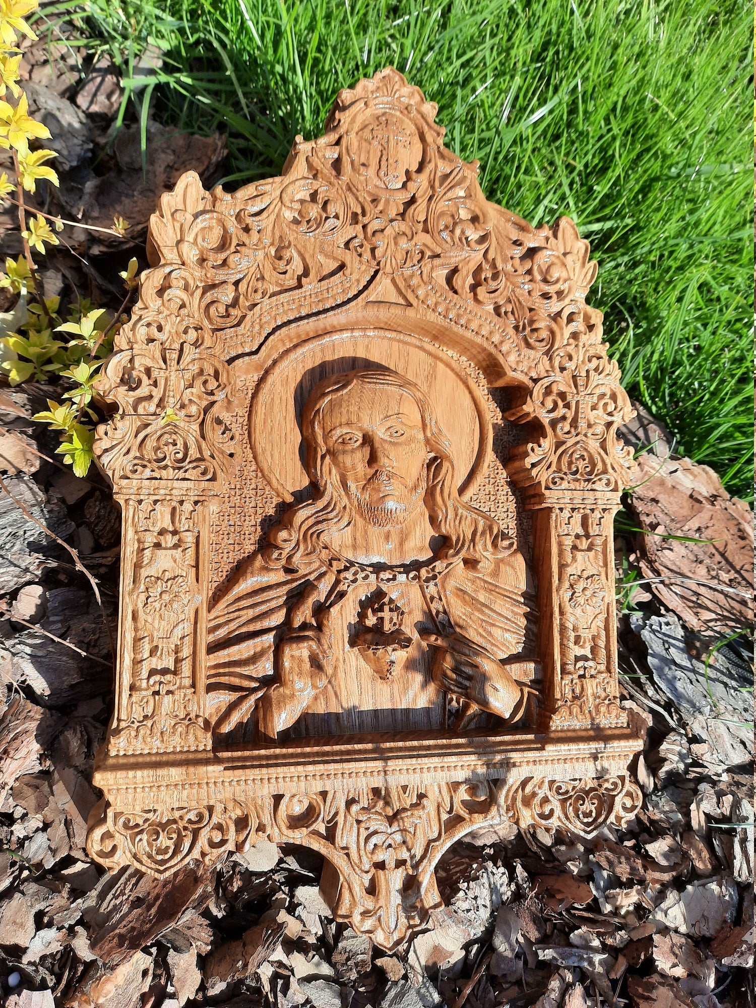 Sacred Heart of Jesus Wooden icon Baroque 21