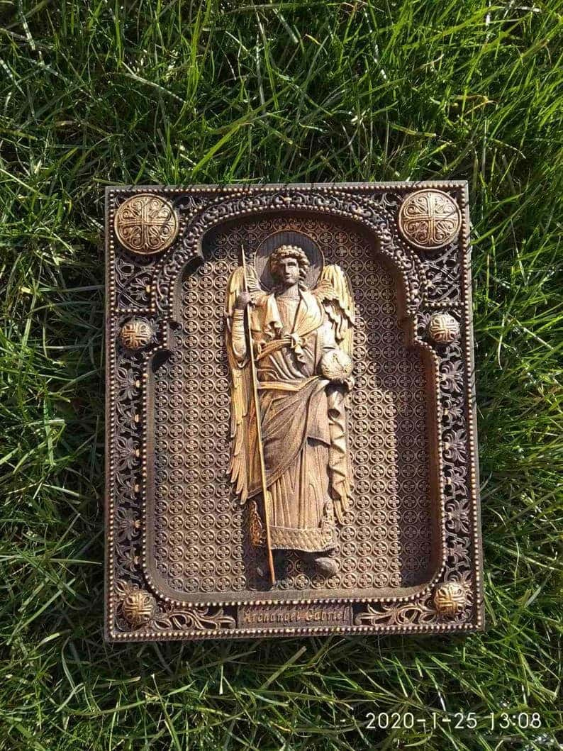 Archangel Gabriel Wooden 3D carved icon 166