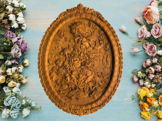 Wooden carved picture Flowers 137