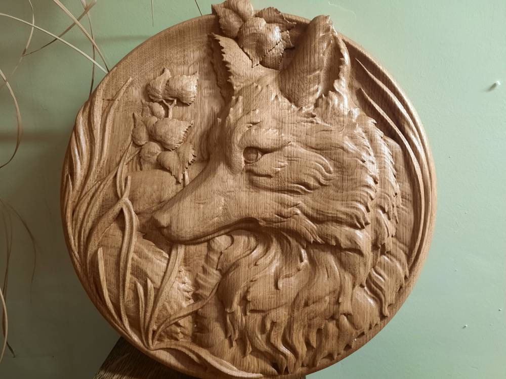 Fox Wooden Carved Plaque 262