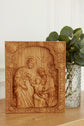 Holy Familly Wooden Carved Plaque with Lilies 95